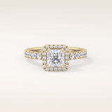 1.04 CT Princess Shaped Halo & Pave Moissanite Engagement Ring