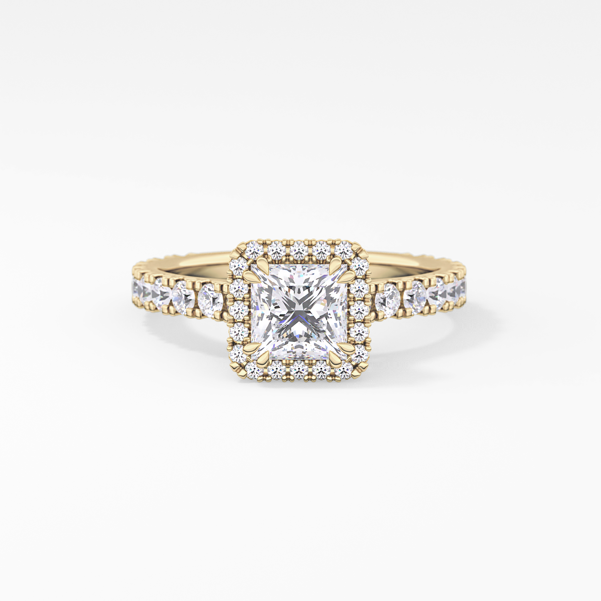 Princess Halo & Pave Lab Grown Diamond Engagement Ring