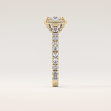 1.04 CT Princess Shaped Halo & Pave Moissanite Engagement Ring