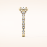 1.04 CT Princess Shaped Halo & Pave Moissanite Engagement Ring