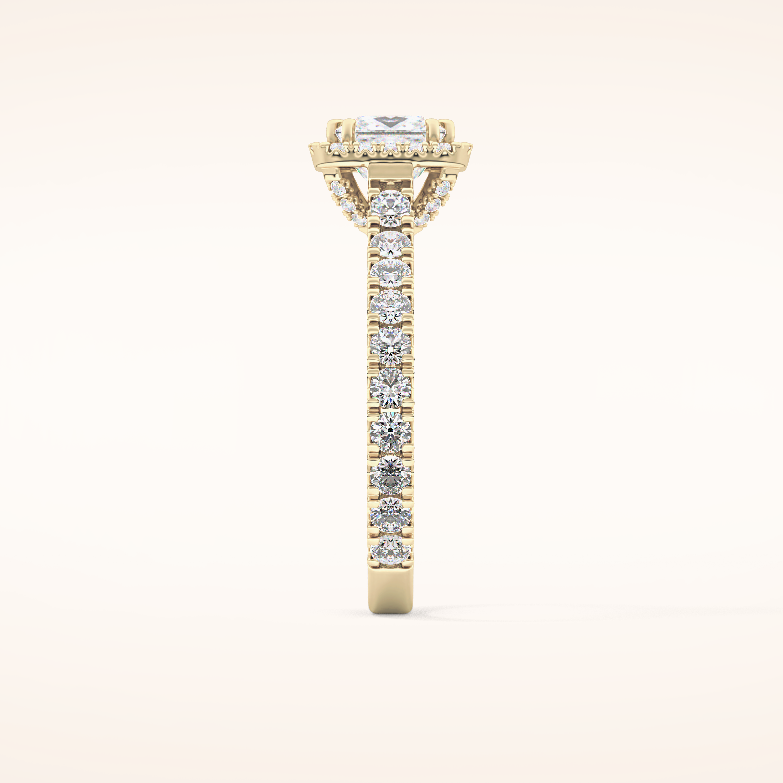 1.04 CT Princess Shaped Halo & Pave Moissanite Engagement Ring