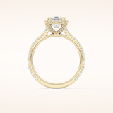 1.04 CT Princess Shaped Halo & Pave Moissanite Engagement Ring