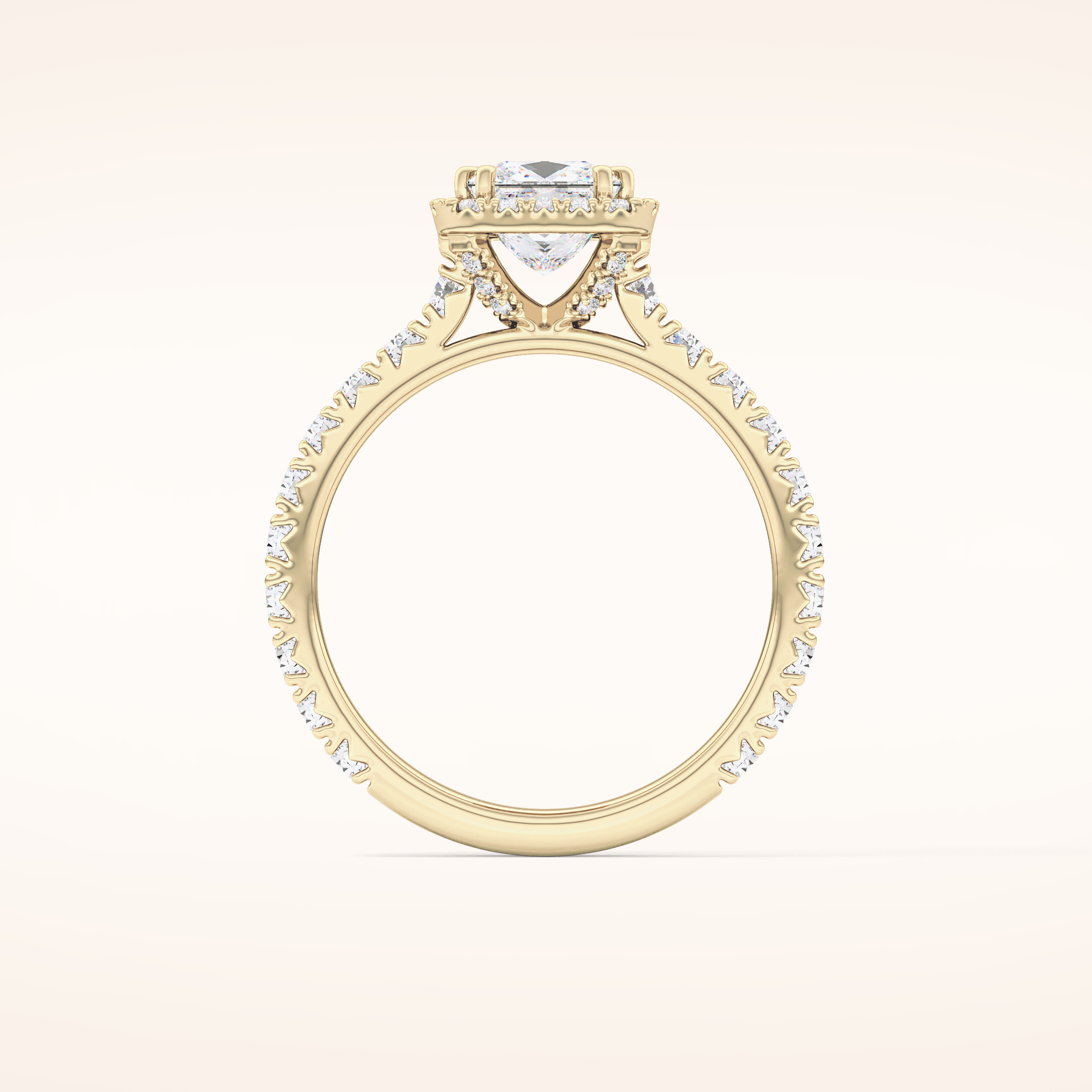 1.04 CT Princess Shaped Halo & Pave Moissanite Engagement Ring