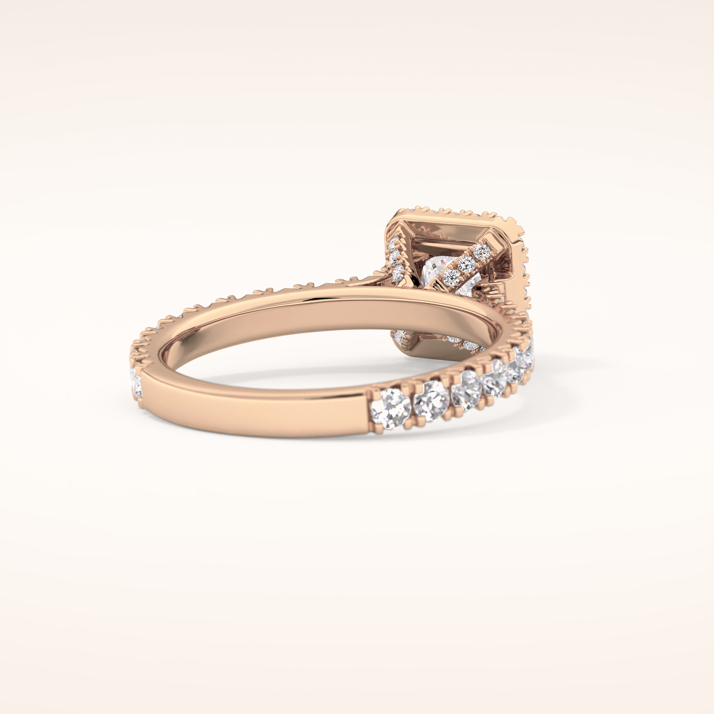 1.04 CT Princess Shaped Halo & Pave Moissanite Engagement Ring