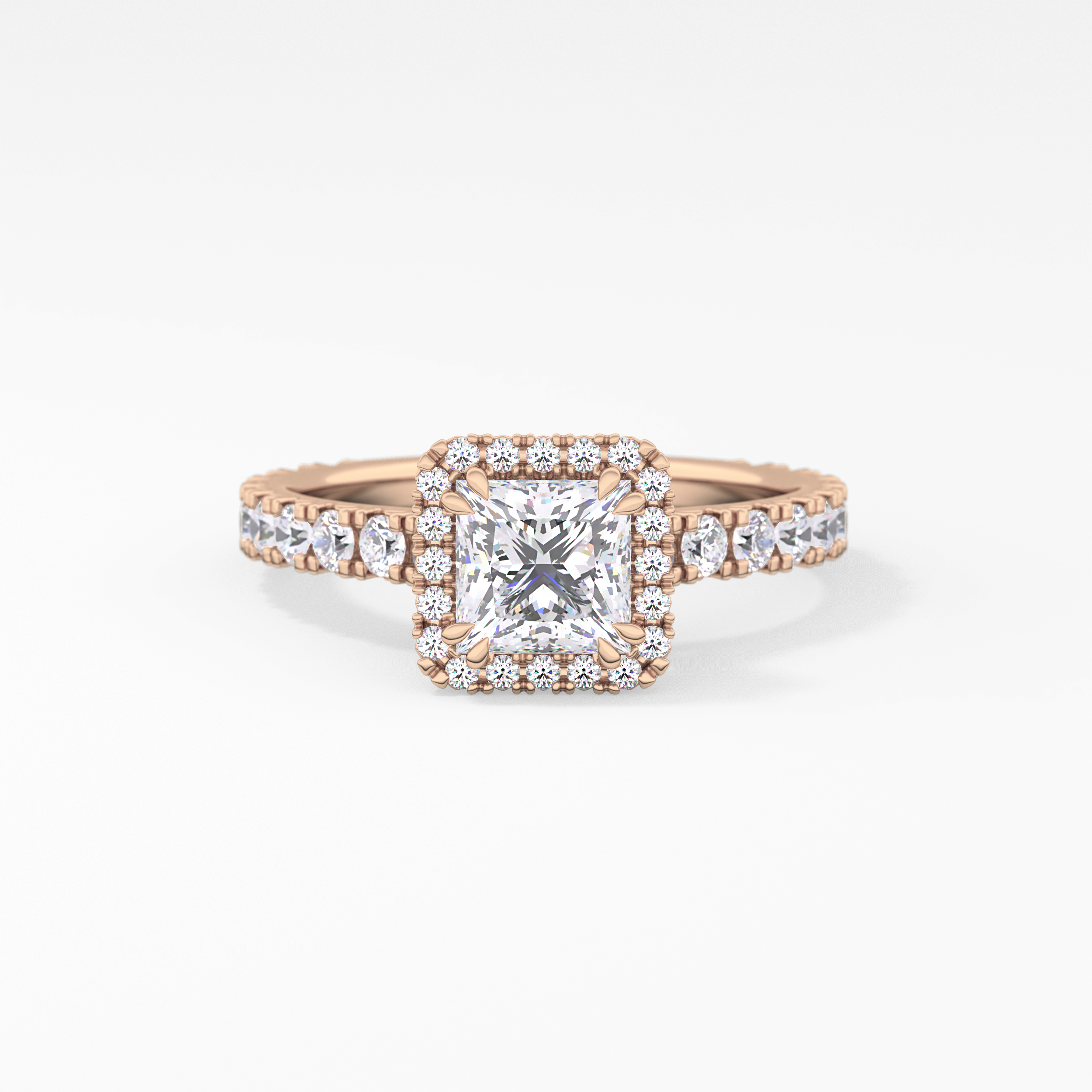 Princess Halo & Pave Lab Grown Diamond Engagement Ring