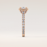 1.04 CT Princess Shaped Halo & Pave Moissanite Engagement Ring