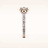1.04 CT Princess Shaped Halo & Pave Moissanite Engagement Ring