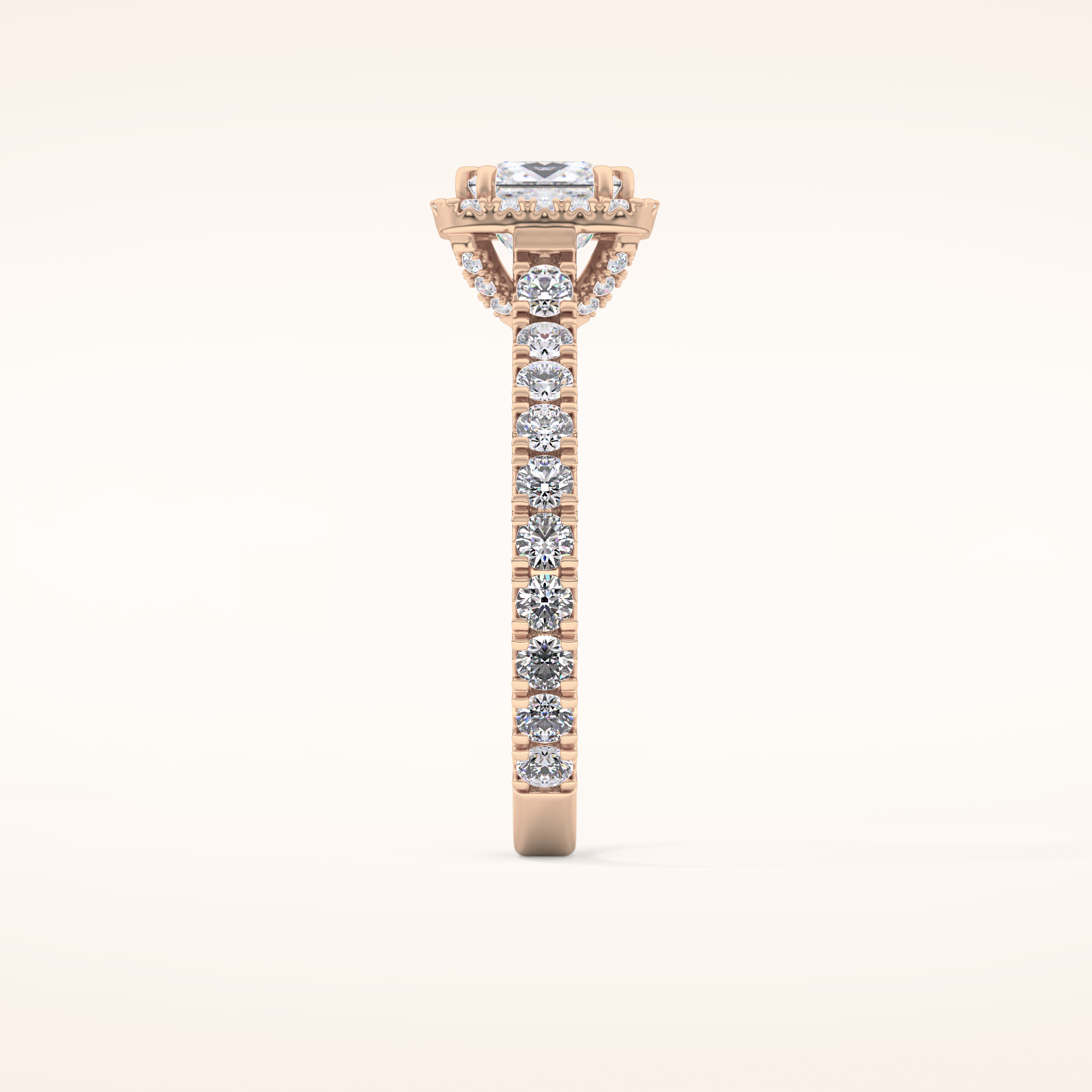 1.04 CT Princess Shaped Halo & Pave Moissanite Engagement Ring