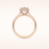 1.04 CT Princess Shaped Halo & Pave Moissanite Engagement Ring