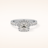 1.04 CT Princess Shaped Halo & Pave Moissanite Engagement Ring