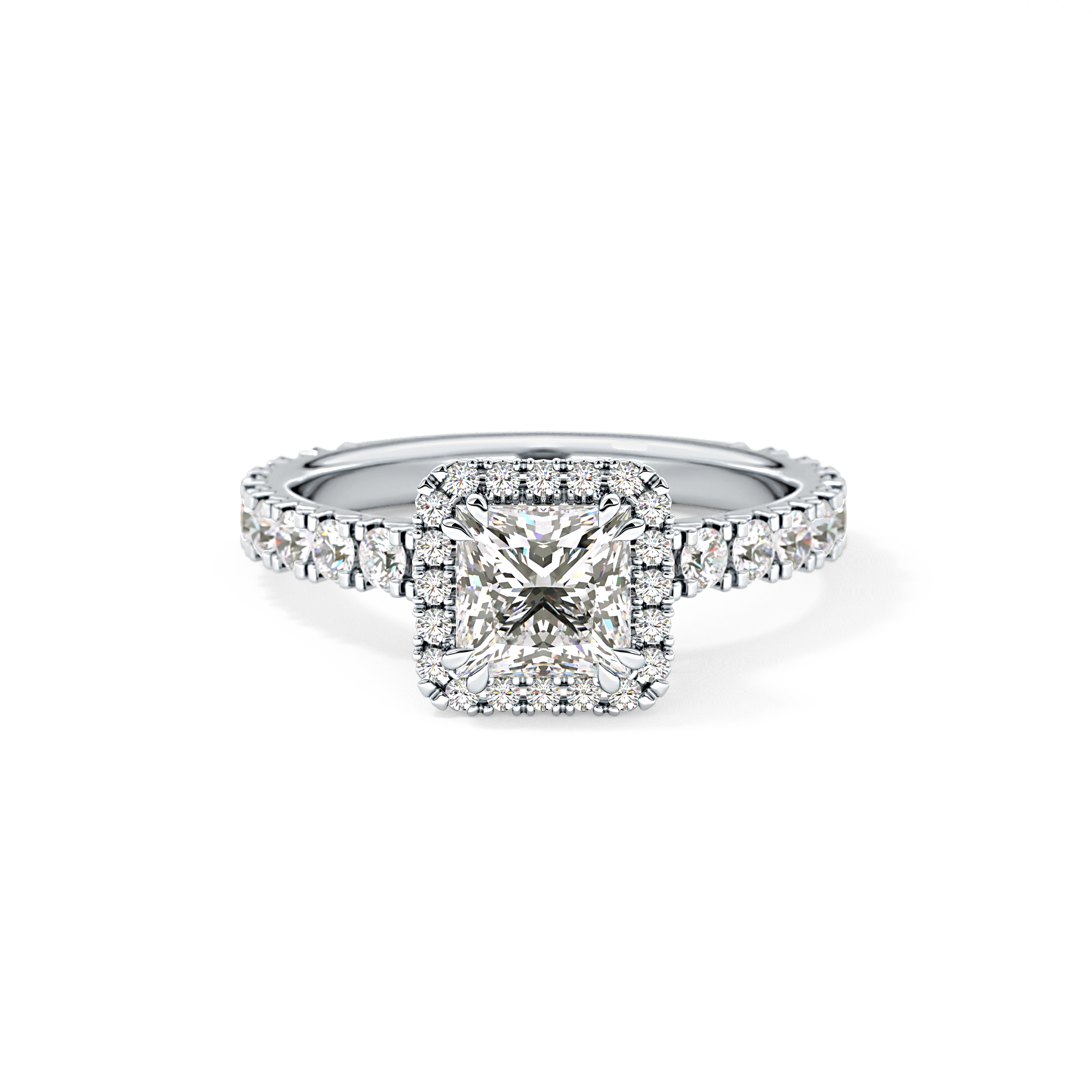 Princess Halo & Pave Lab Grown Diamond Engagement Ring