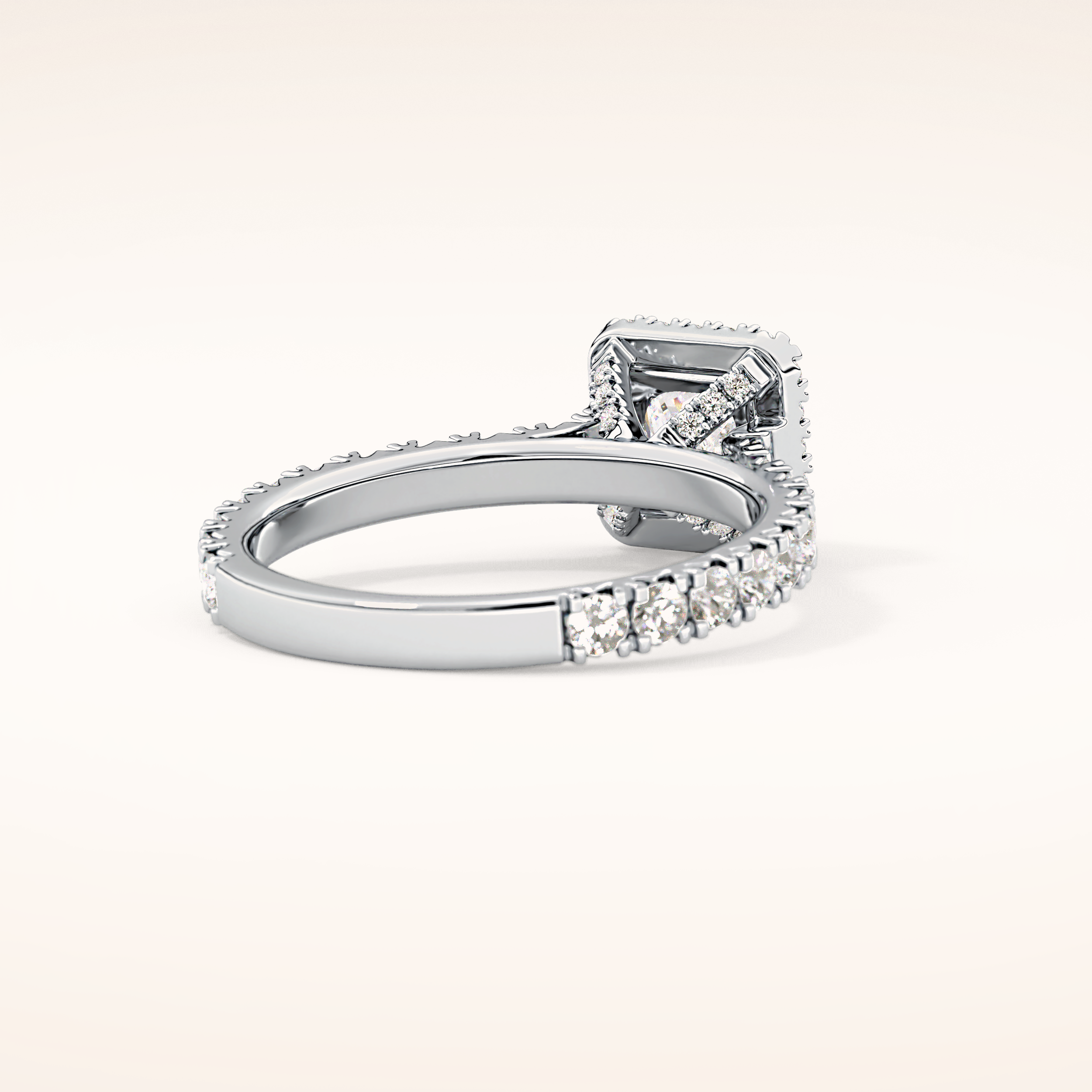 1.04 CT Princess Shaped Halo & Pave Moissanite Engagement Ring