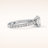 1.04 CT Princess Shaped Halo & Pave Moissanite Engagement Ring