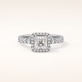 1.04 CT Princess Shaped Halo & Pave Moissanite Engagement Ring