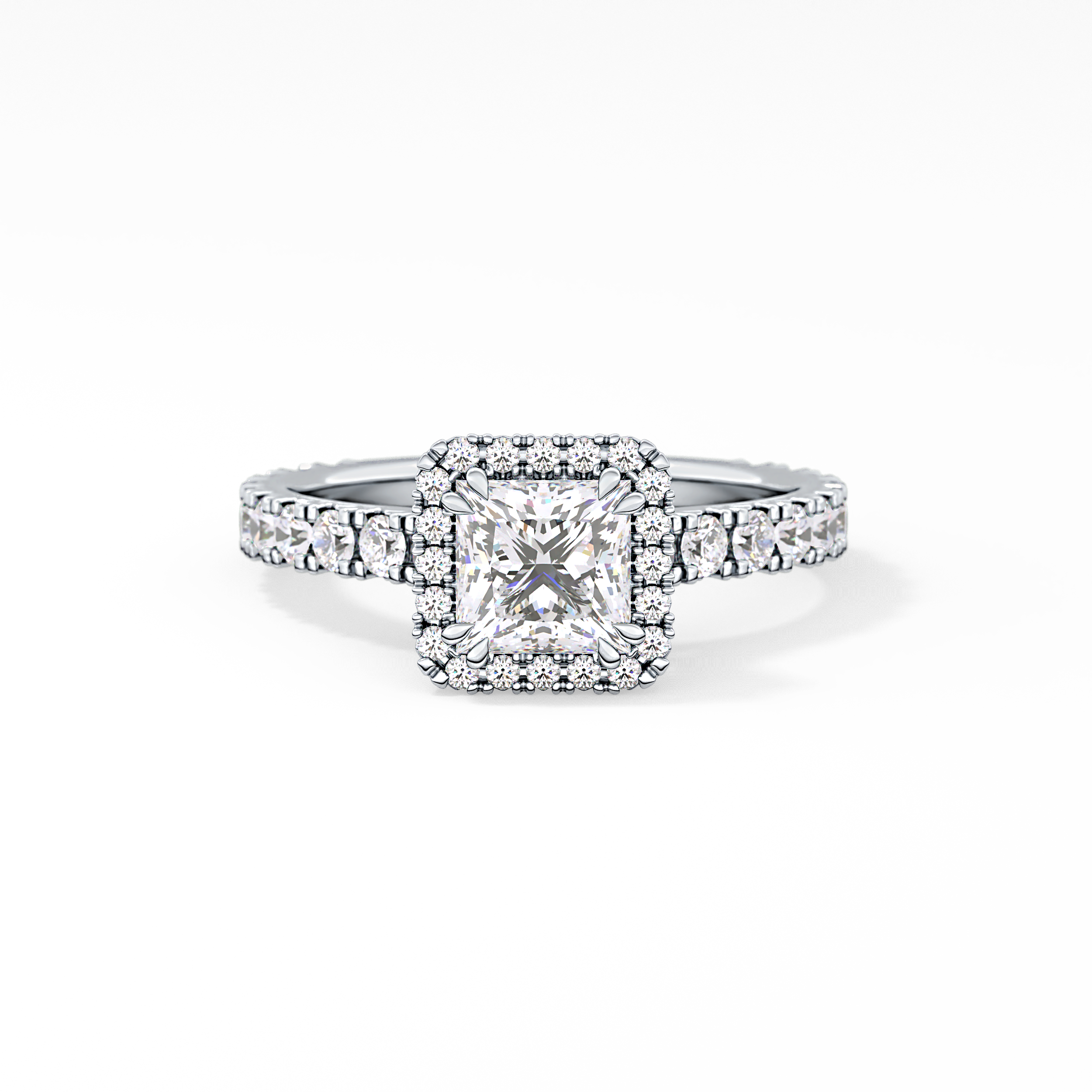 Princess Halo & Pave Lab Grown Diamond Engagement Ring