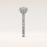 1.04 CT Princess Shaped Halo & Pave Moissanite Engagement Ring