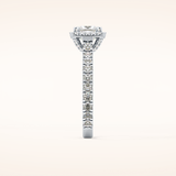 1.04 CT Princess Shaped Halo & Pave Moissanite Engagement Ring