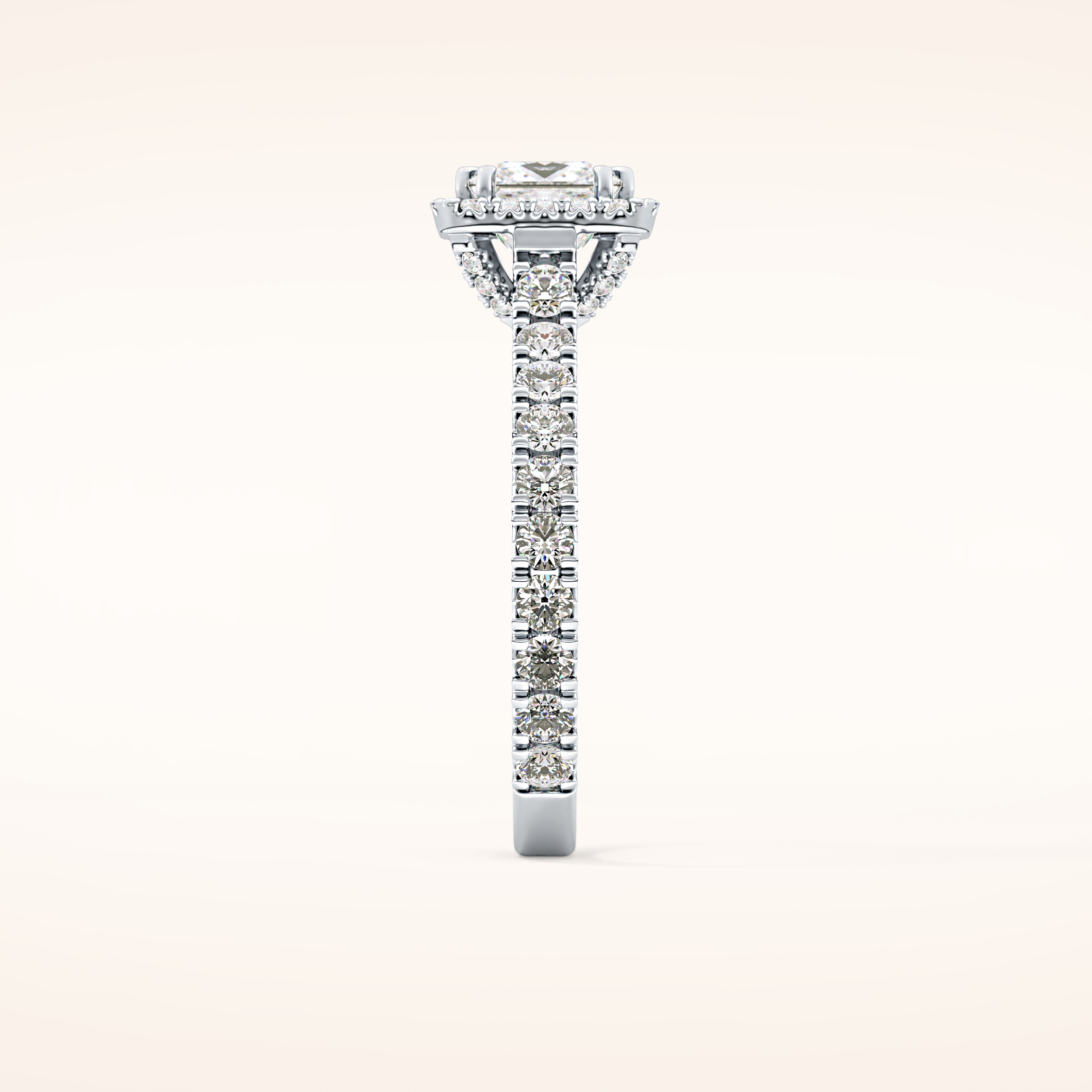 1.04 CT Princess Shaped Halo & Pave Moissanite Engagement Ring