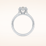1.04 CT Princess Shaped Halo & Pave Moissanite Engagement Ring