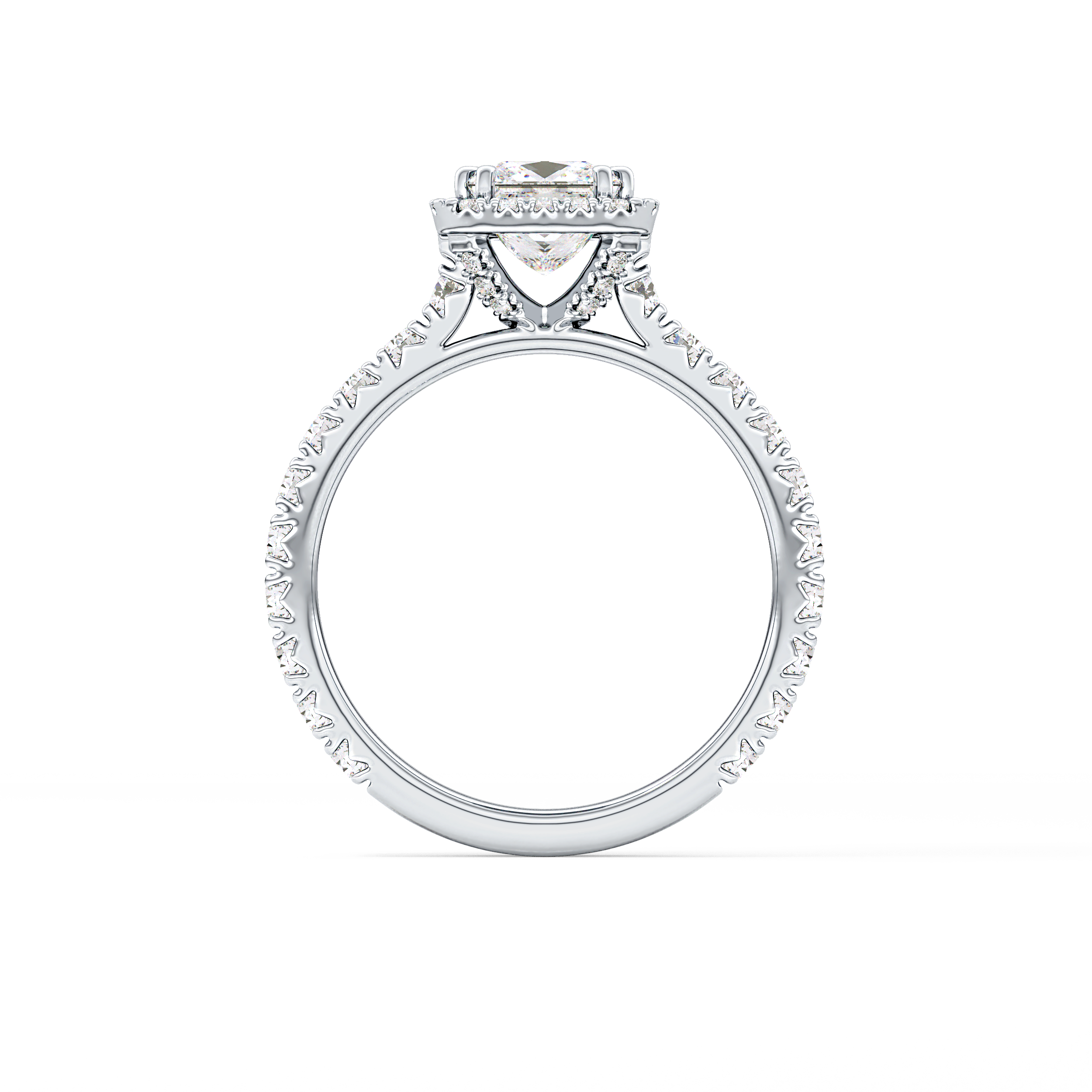 Princess Halo & Pave Lab Grown Diamond Engagement Ring