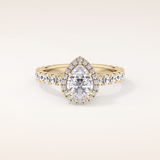 0.65 CT Pear Shaped Halo & Pave Moissanite Engagement Ring