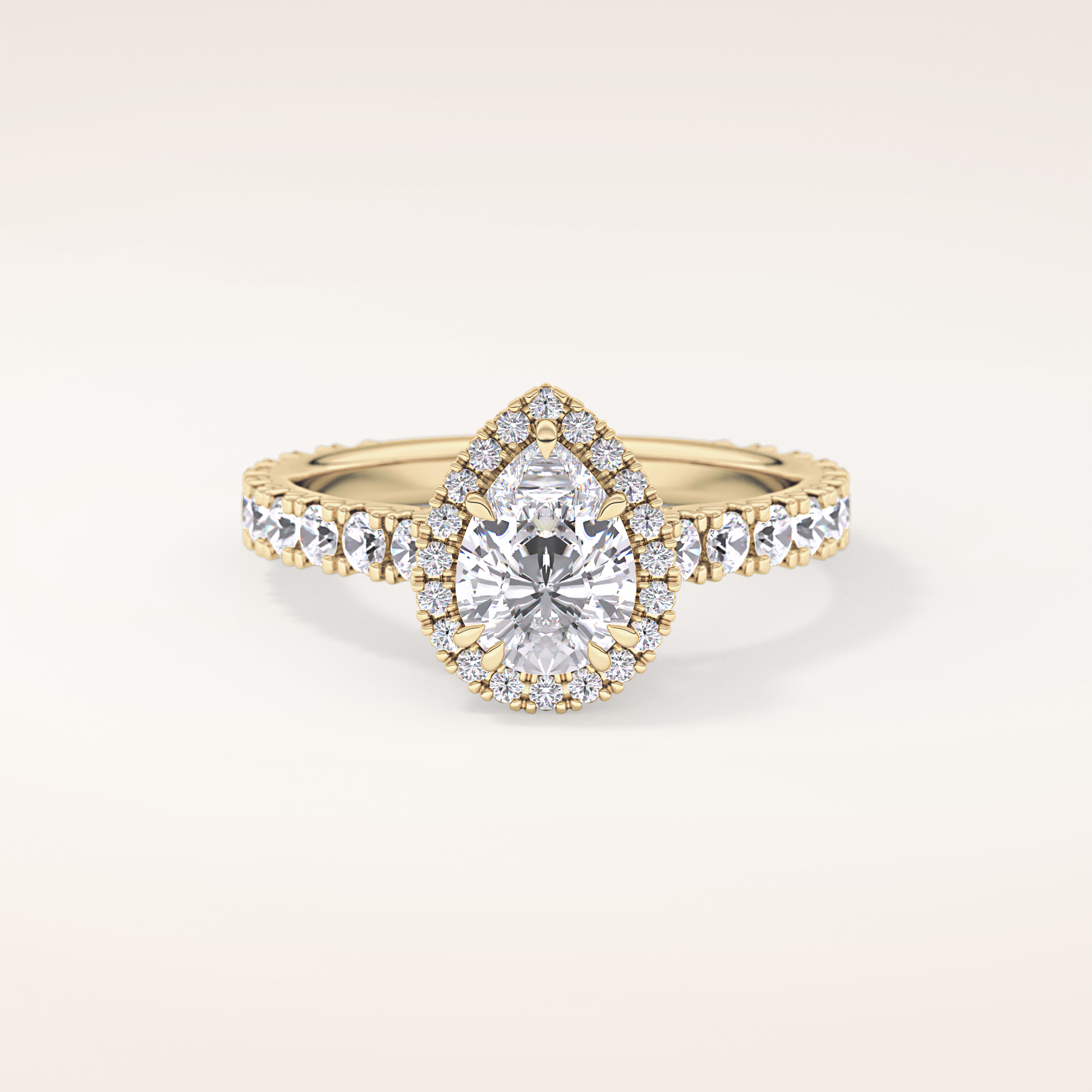 0.65 CT Pear Shaped Halo & Pave Moissanite Engagement Ring