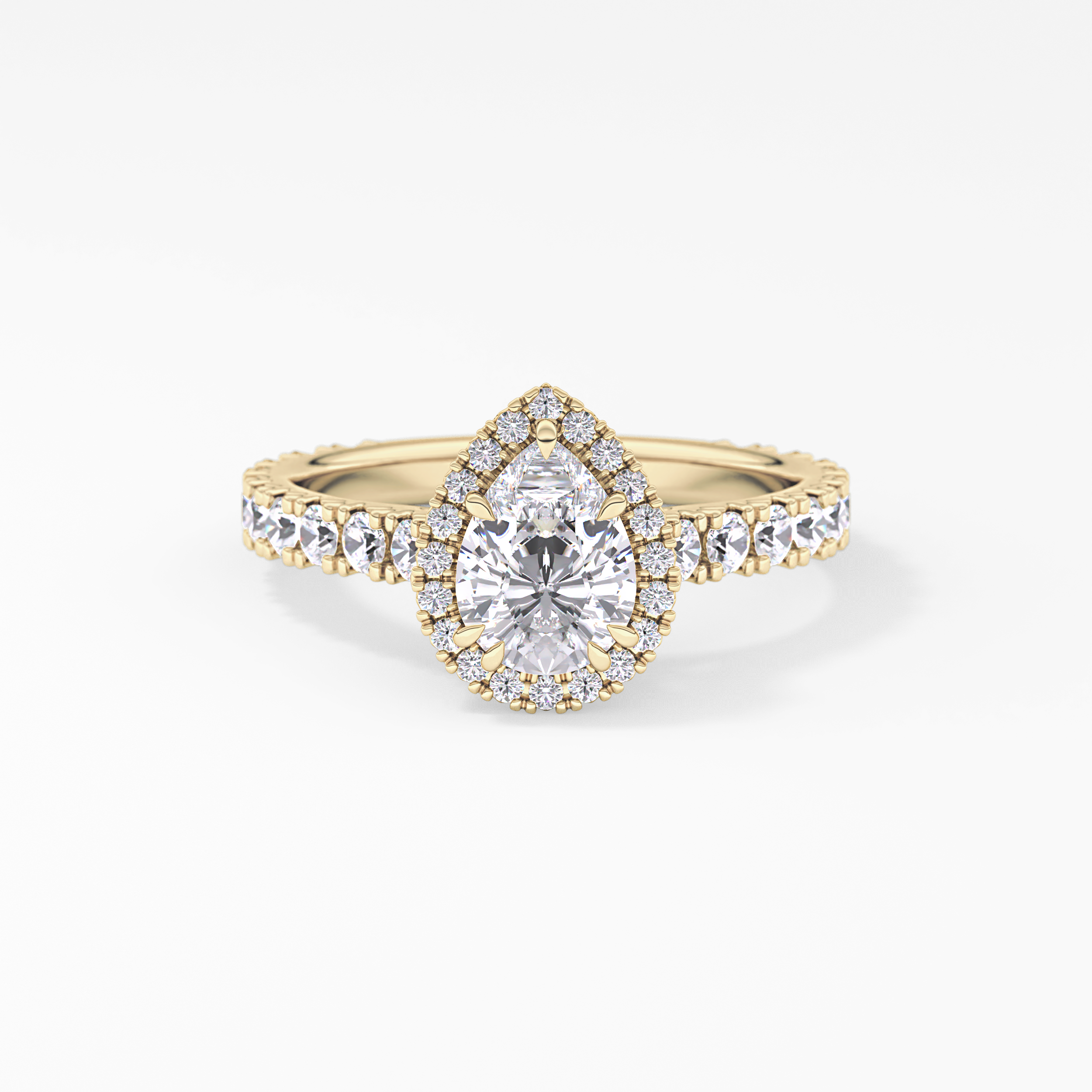 Pear Halo & Pave Lab Grown Diamond Engagement Ring