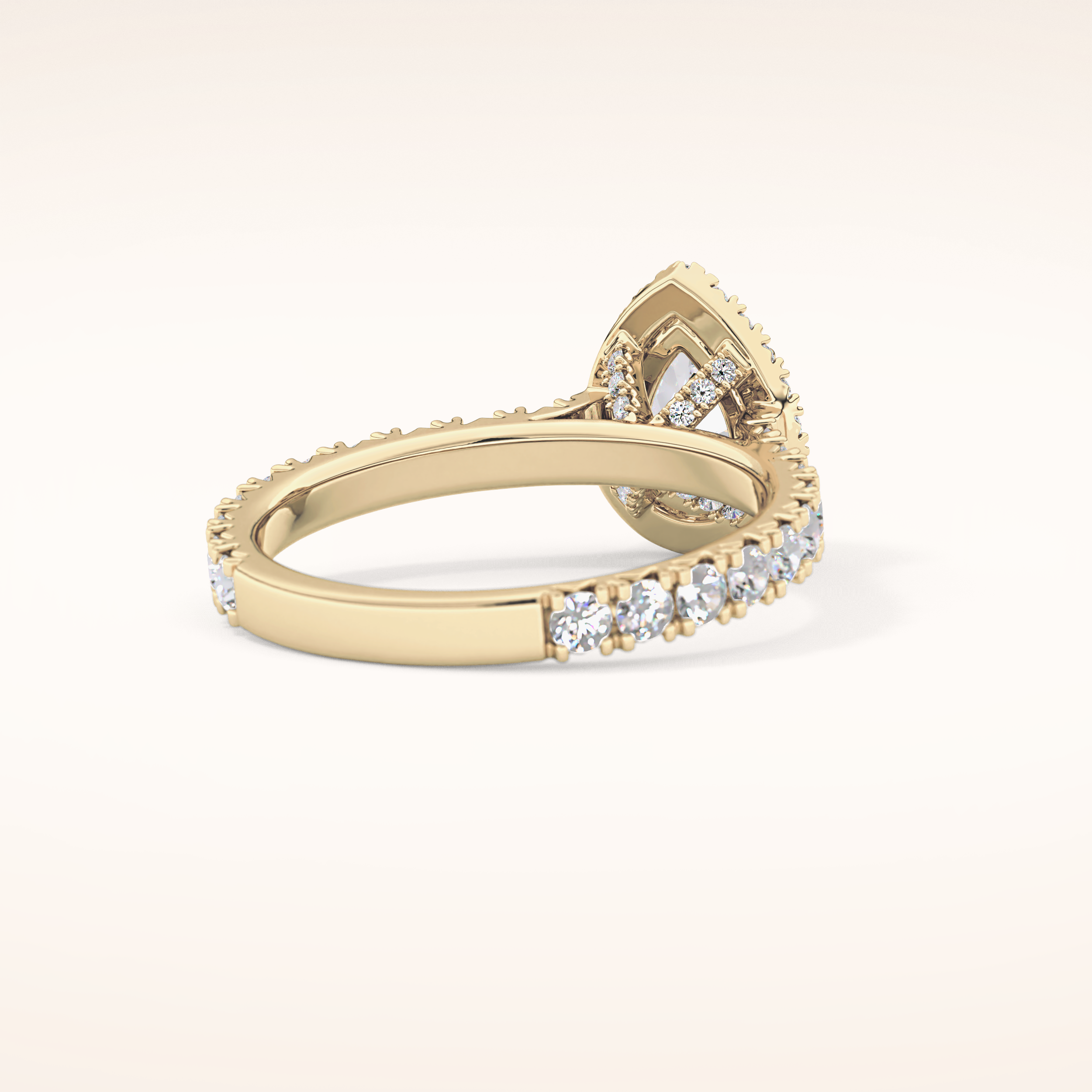0.65 CT Pear Shaped Halo & Pave Moissanite Engagement Ring