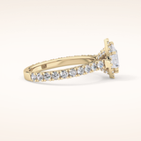 0.65 CT Pear Shaped Halo & Pave Moissanite Engagement Ring