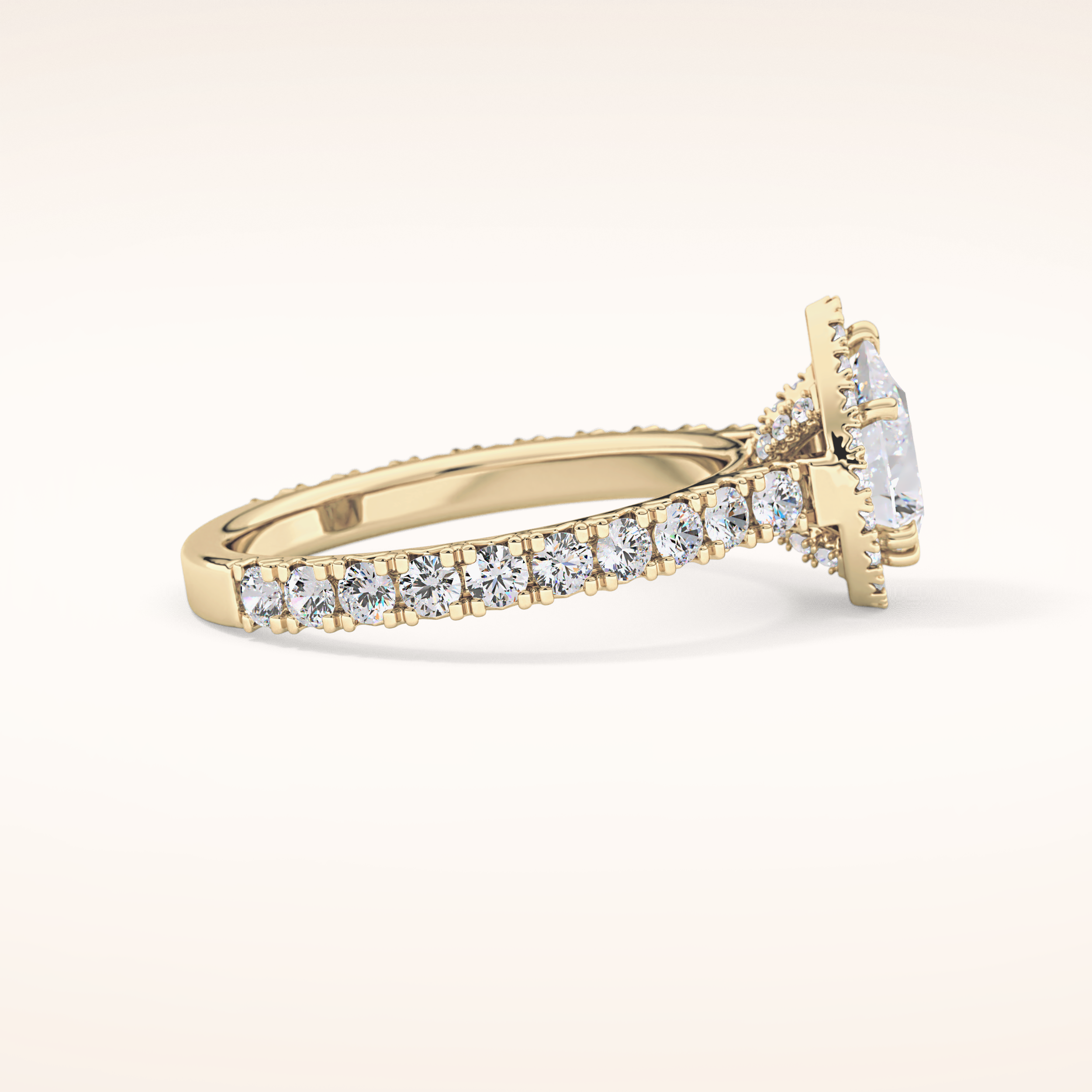 0.65 CT Pear Shaped Halo & Pave Moissanite Engagement Ring