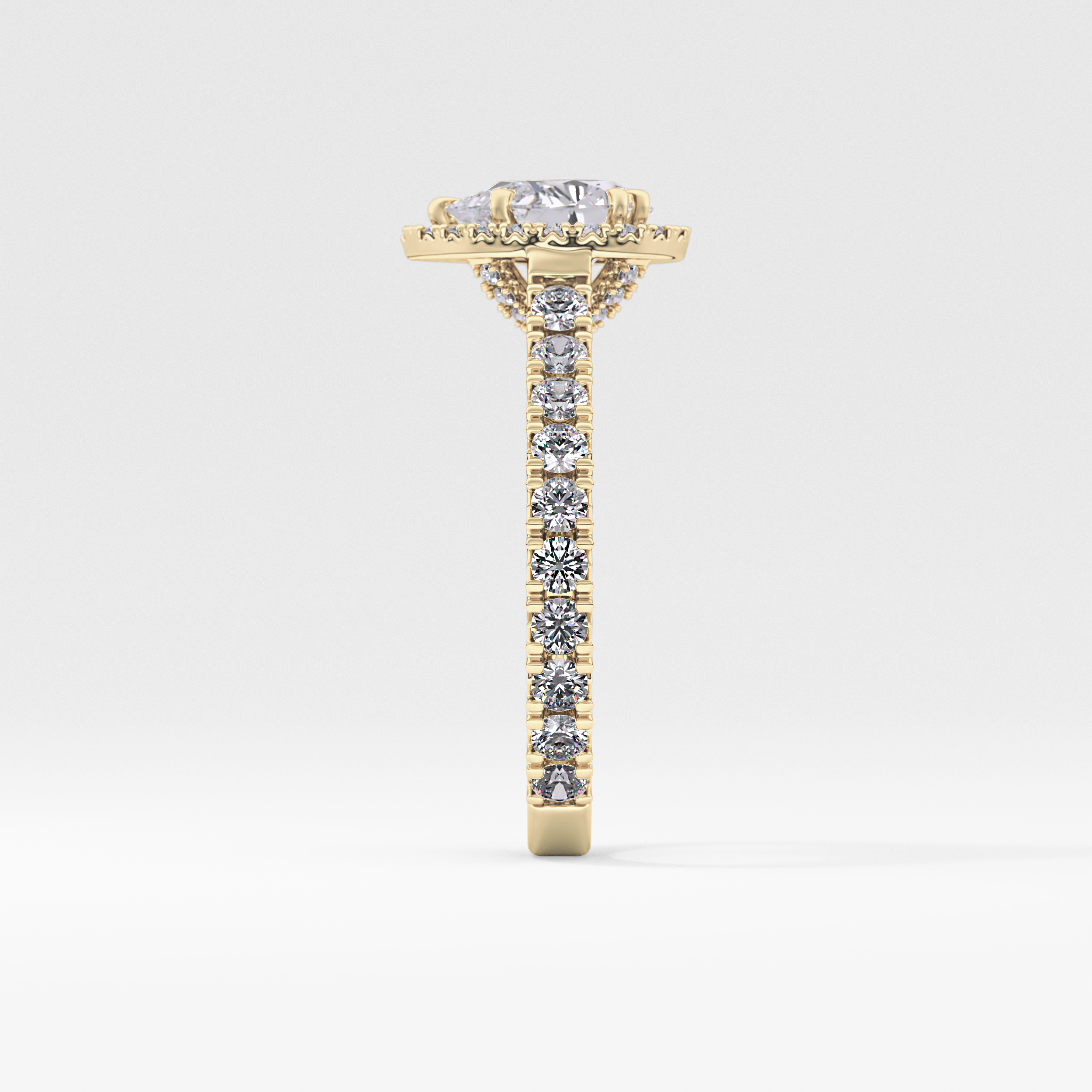 Pear Halo & Pave Lab Grown Diamond Engagement Ring