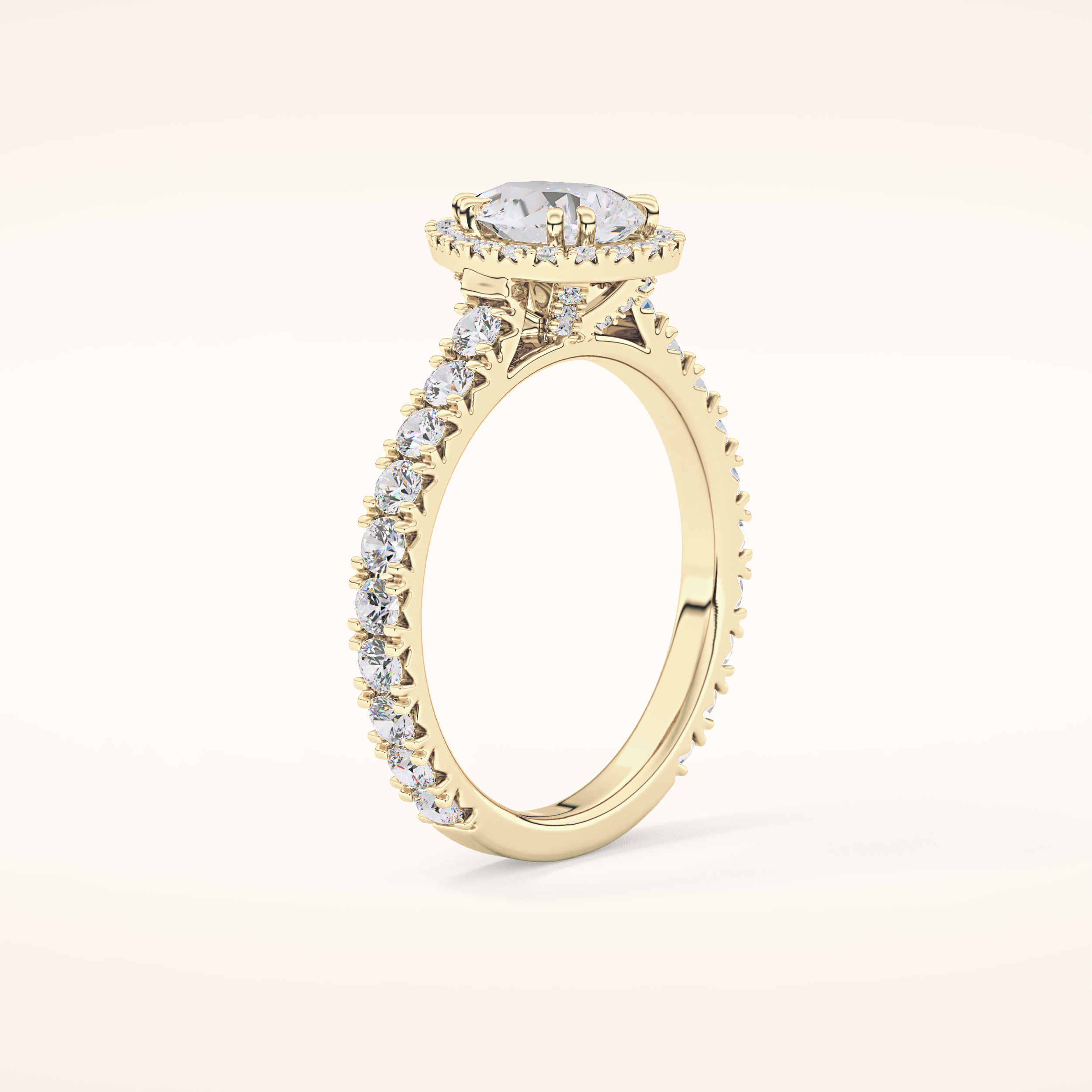 0.65 CT Pear Shaped Halo & Pave Moissanite Engagement Ring
