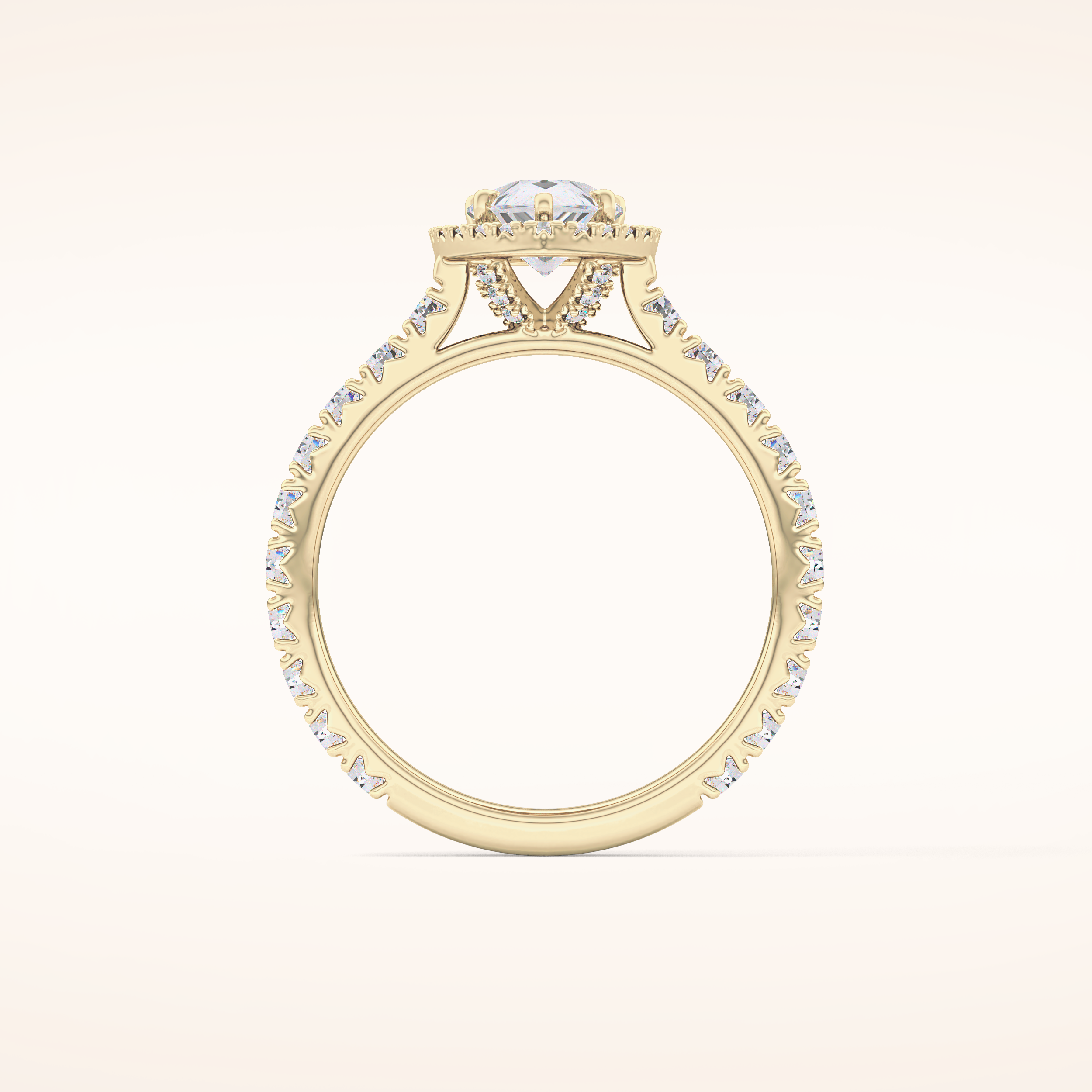 0.65 CT Pear Shaped Halo & Pave Moissanite Engagement Ring