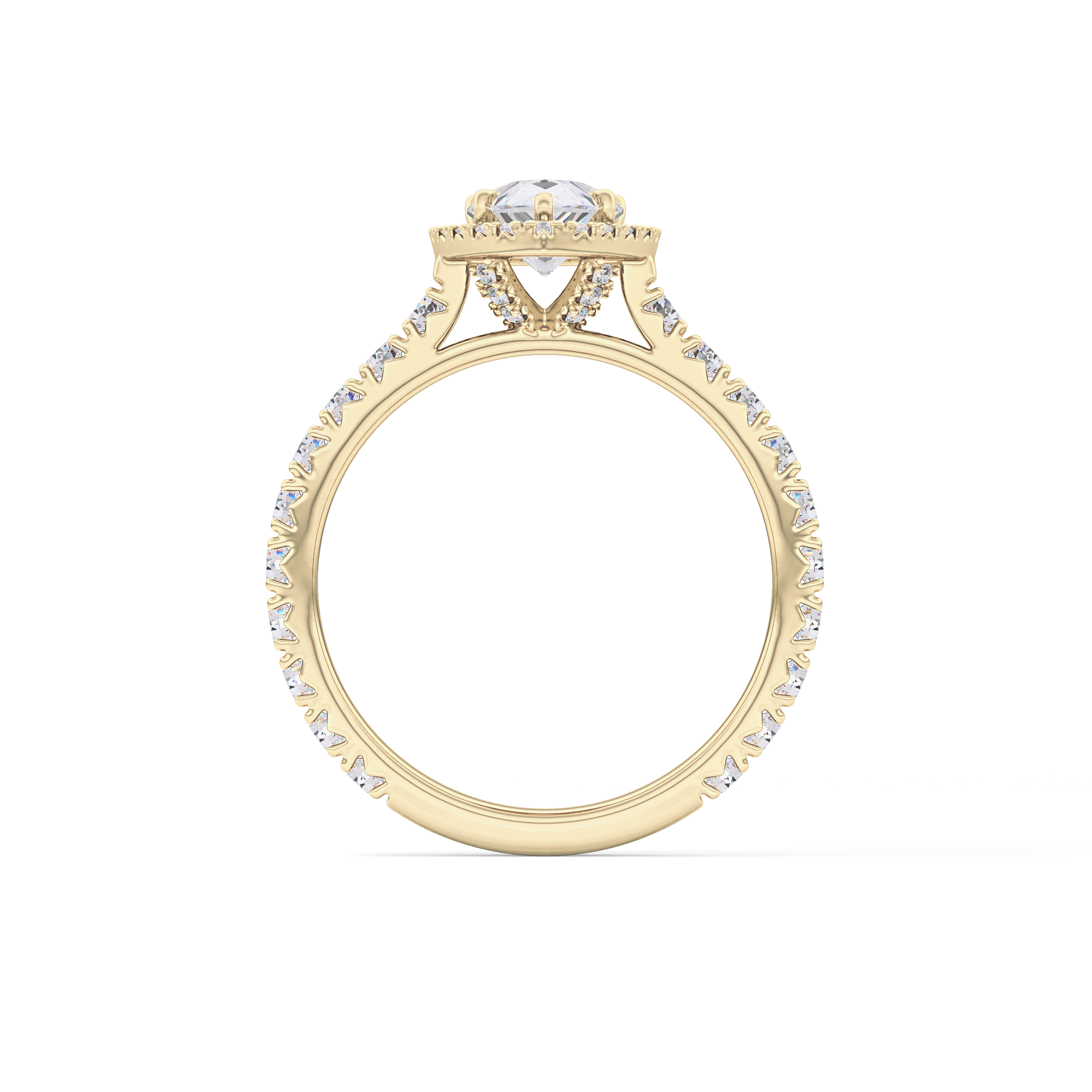 Pear Halo & Pave Lab Grown Diamond Engagement Ring