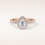 0.65 CT Pear Shaped Halo & Pave Moissanite Engagement Ring