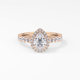 Pear Halo & Pave Lab Grown Diamond Engagement Ring