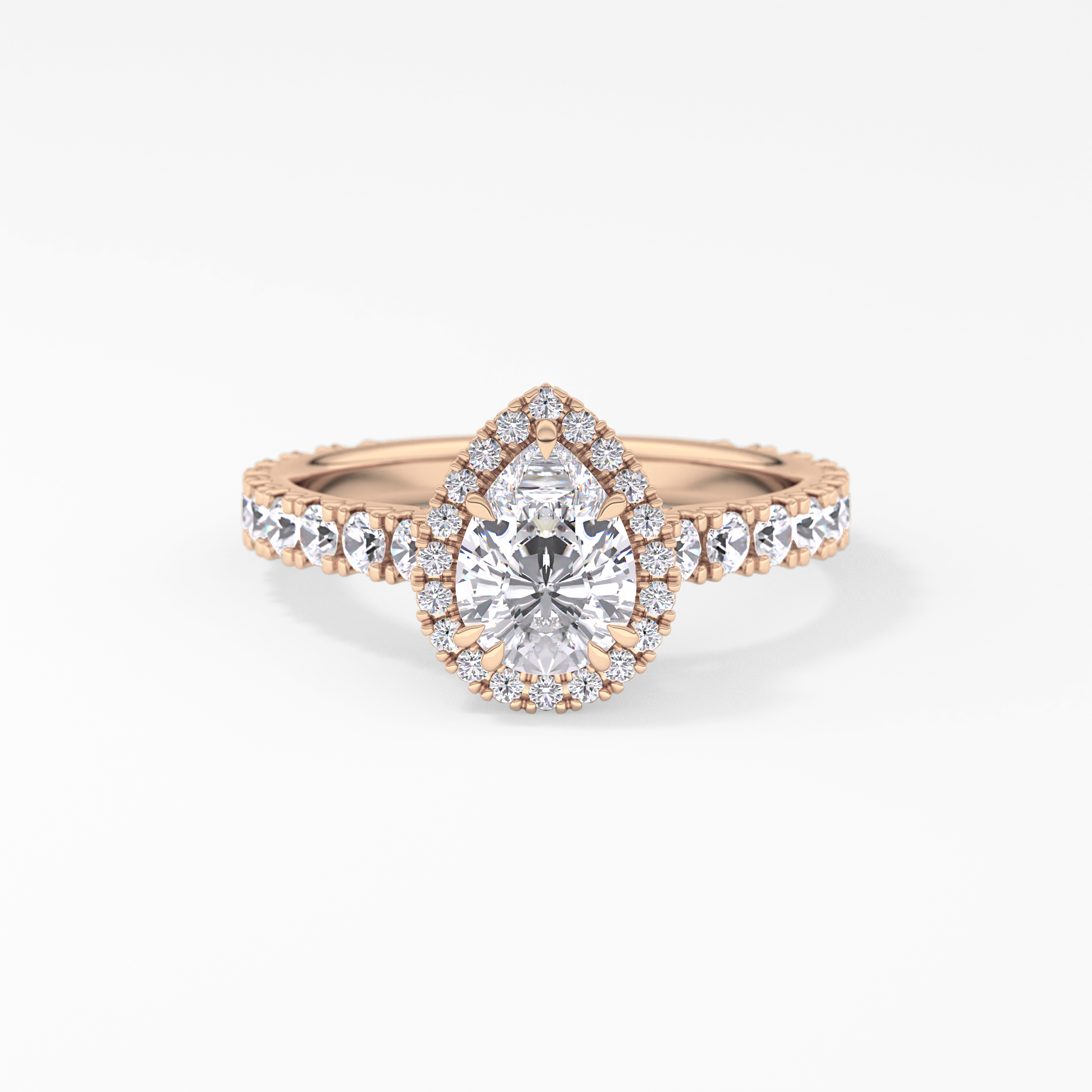 Pear Halo & Pave Lab Grown Diamond Engagement Ring
