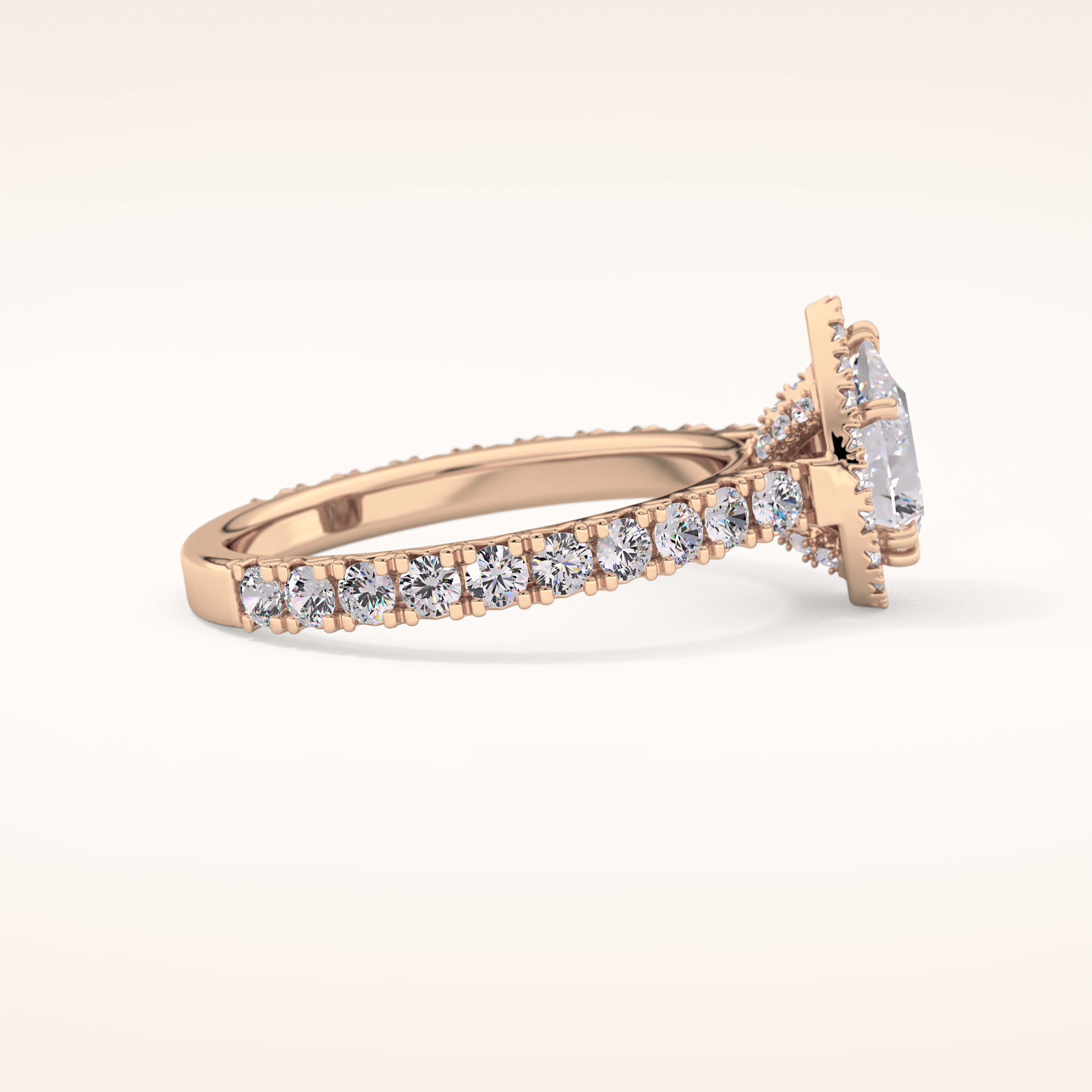 0.65 CT Pear Shaped Halo & Pave Moissanite Engagement Ring