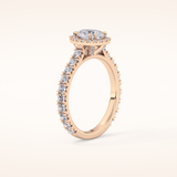 0.65 CT Pear Shaped Halo & Pave Moissanite Engagement Ring