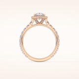 0.65 CT Pear Shaped Halo & Pave Moissanite Engagement Ring