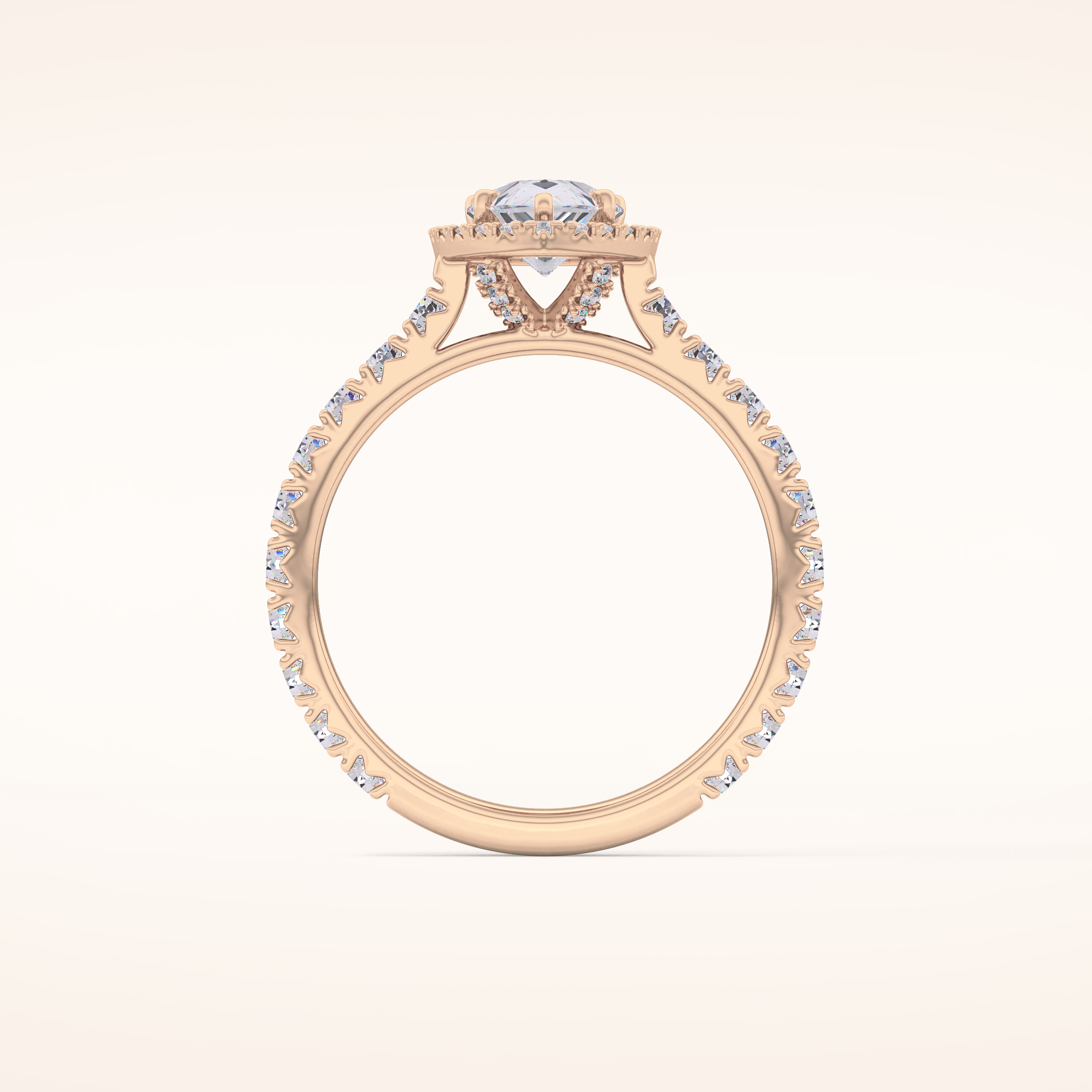 0.65 CT Pear Shaped Halo & Pave Moissanite Engagement Ring