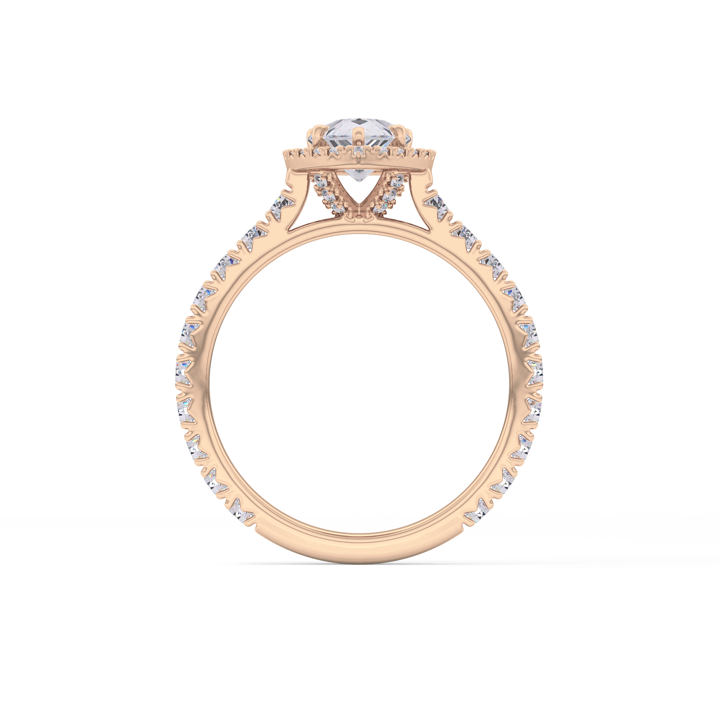 Pear Halo & Pave Lab Grown Diamond Engagement Ring