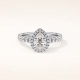 0.65 CT Pear Shaped Halo & Pave Moissanite Engagement Ring