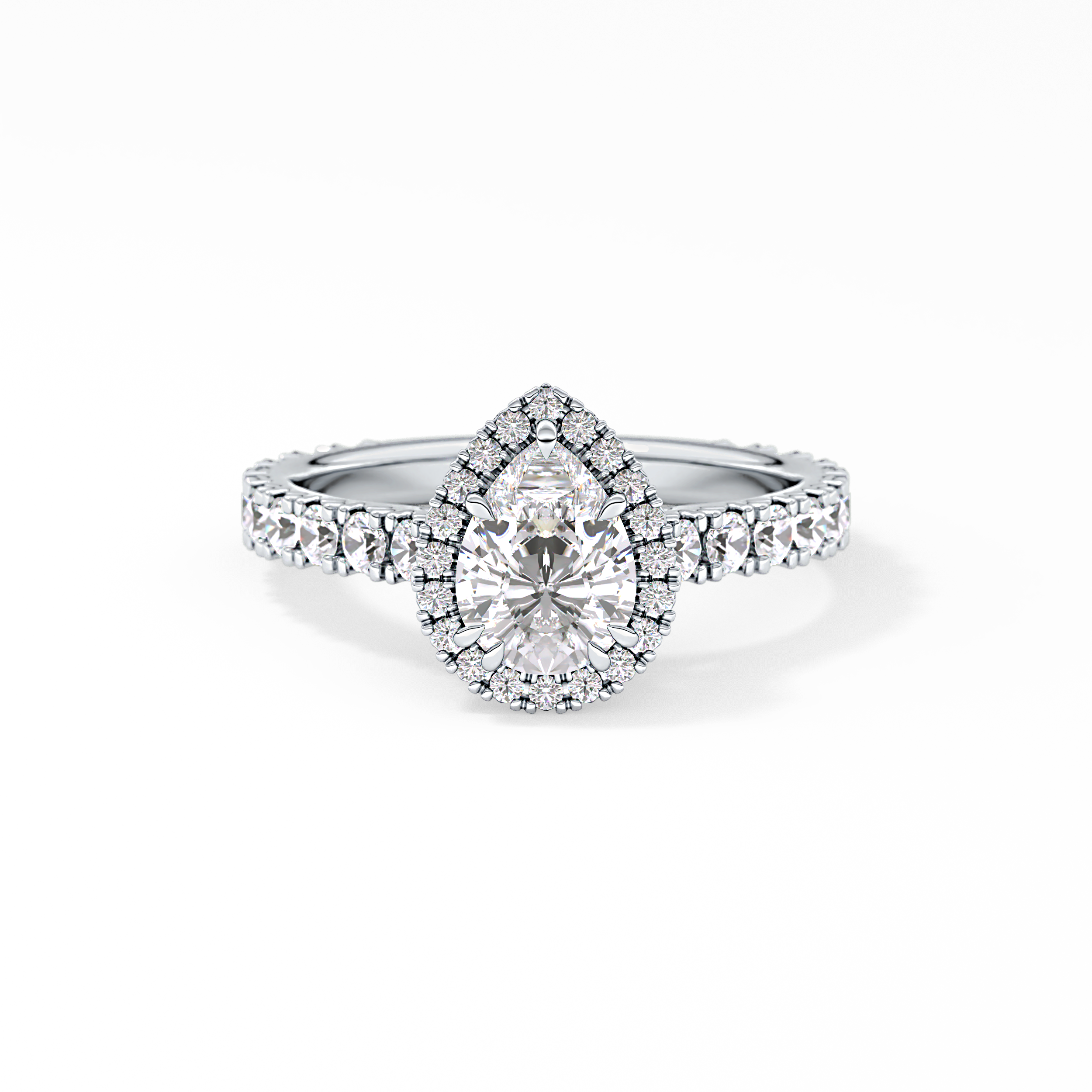 Pear Halo & Pave Lab Grown Diamond Engagement Ring