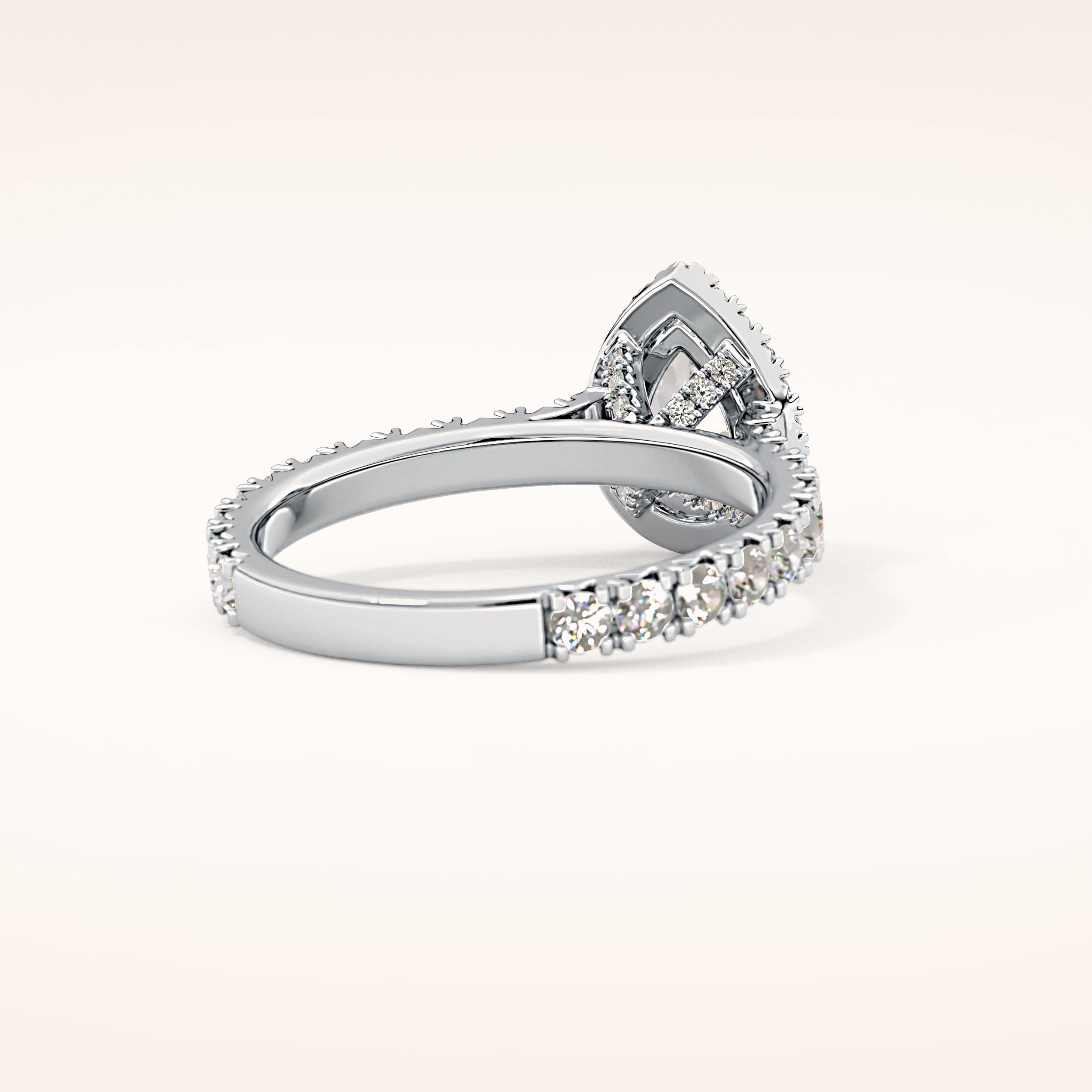 0.65 CT Pear Shaped Halo & Pave Moissanite Engagement Ring