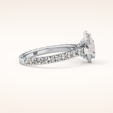 0.65 CT Pear Shaped Halo & Pave Moissanite Engagement Ring