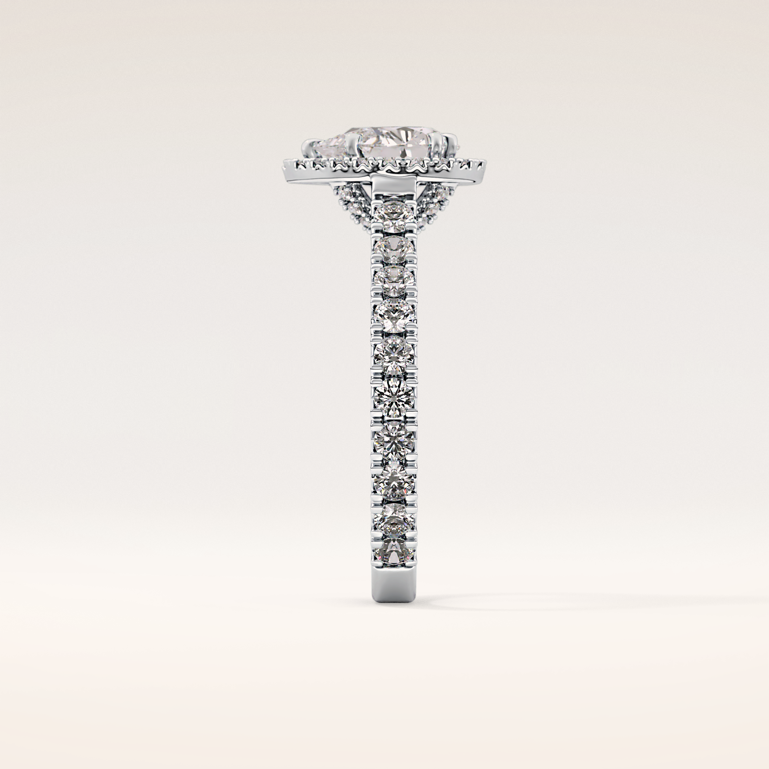 0.65 CT Pear Shaped Halo & Pave Moissanite Engagement Ring
