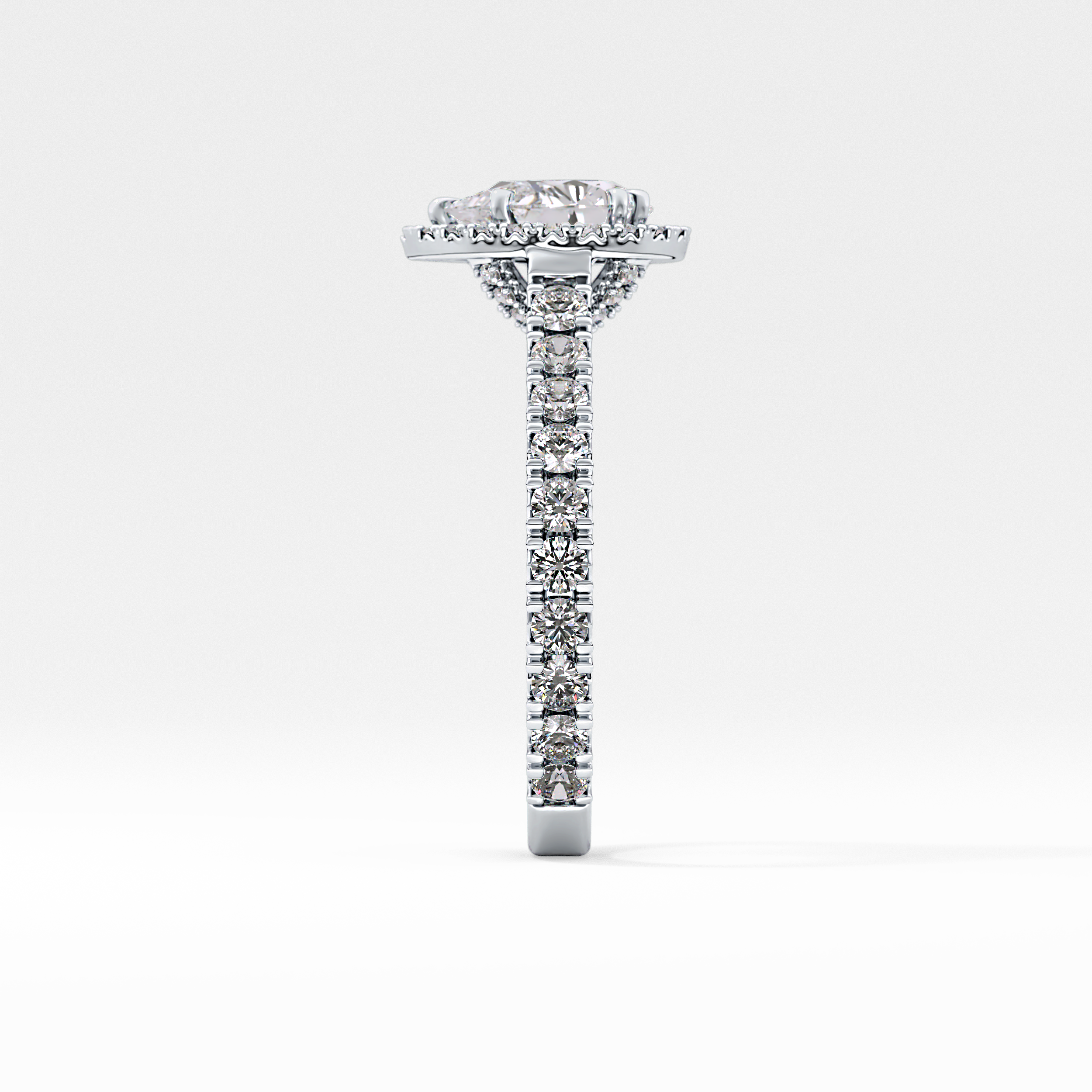 Pear Halo & Pave Lab Grown Diamond Engagement Ring