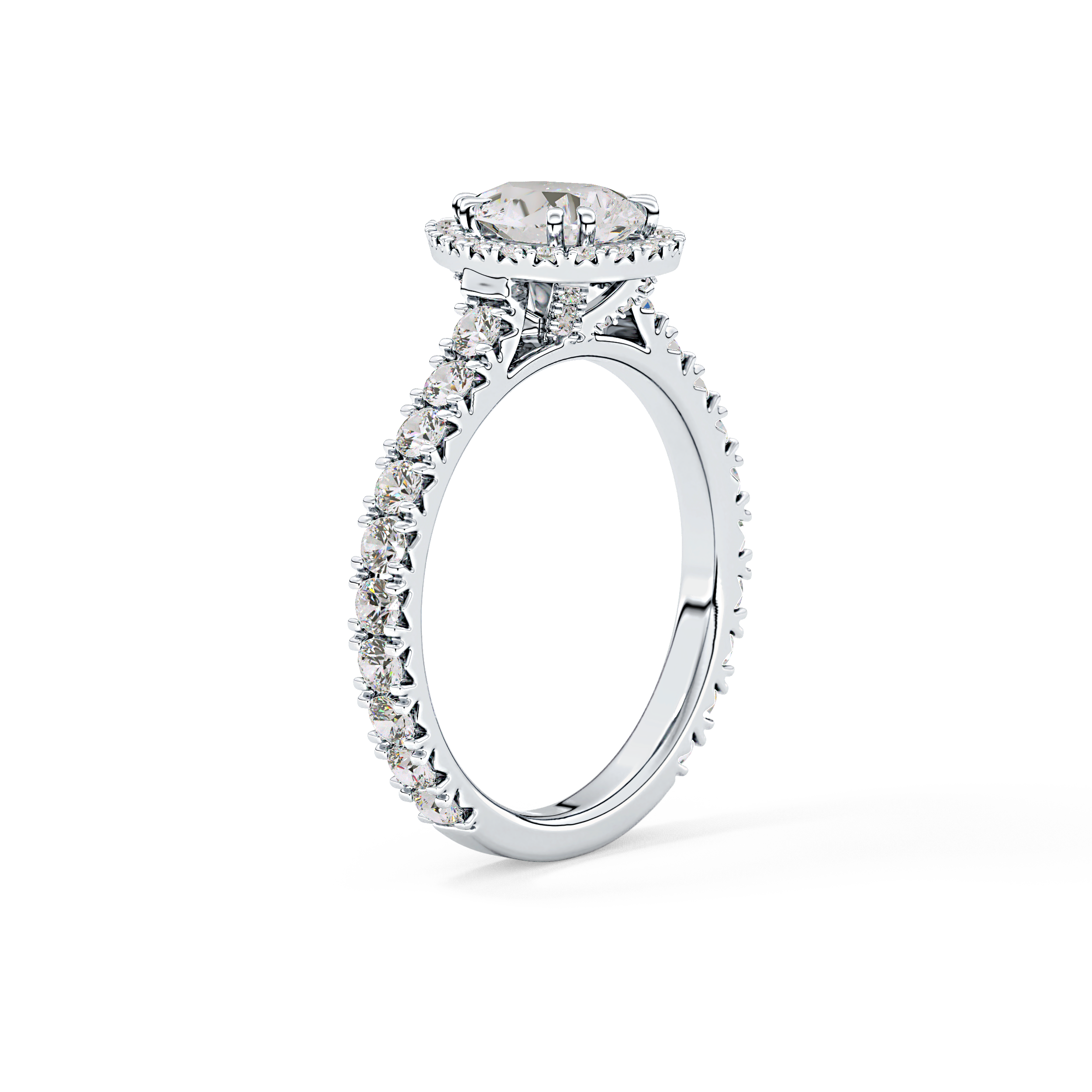 Pear Halo & Pave Lab Grown Diamond Engagement Ring