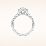 0.65 CT Pear Shaped Halo & Pave Moissanite Engagement Ring